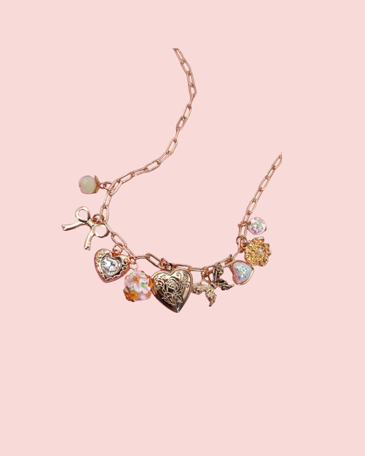 Heart Locket Butterfly Charm Neckalce