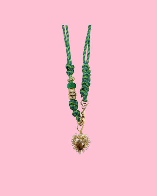 Johnny Green Rope Necklace with Pearl Heart Charm