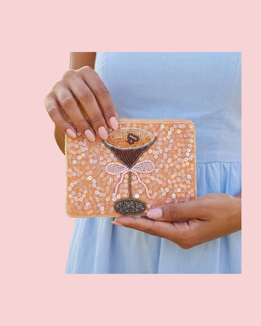 Espresso Martini Sequin Beaded Coin Pouch