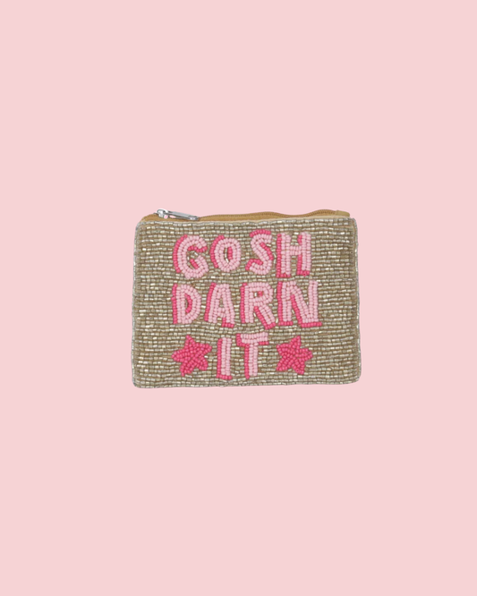 Ladies Gosh Darn It Themed Beaded Coin Purse