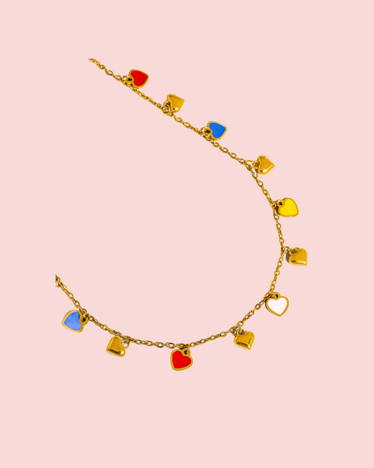 Basile 18K Gold Non-Tarnish Petite Heart Necklace, Bracelet