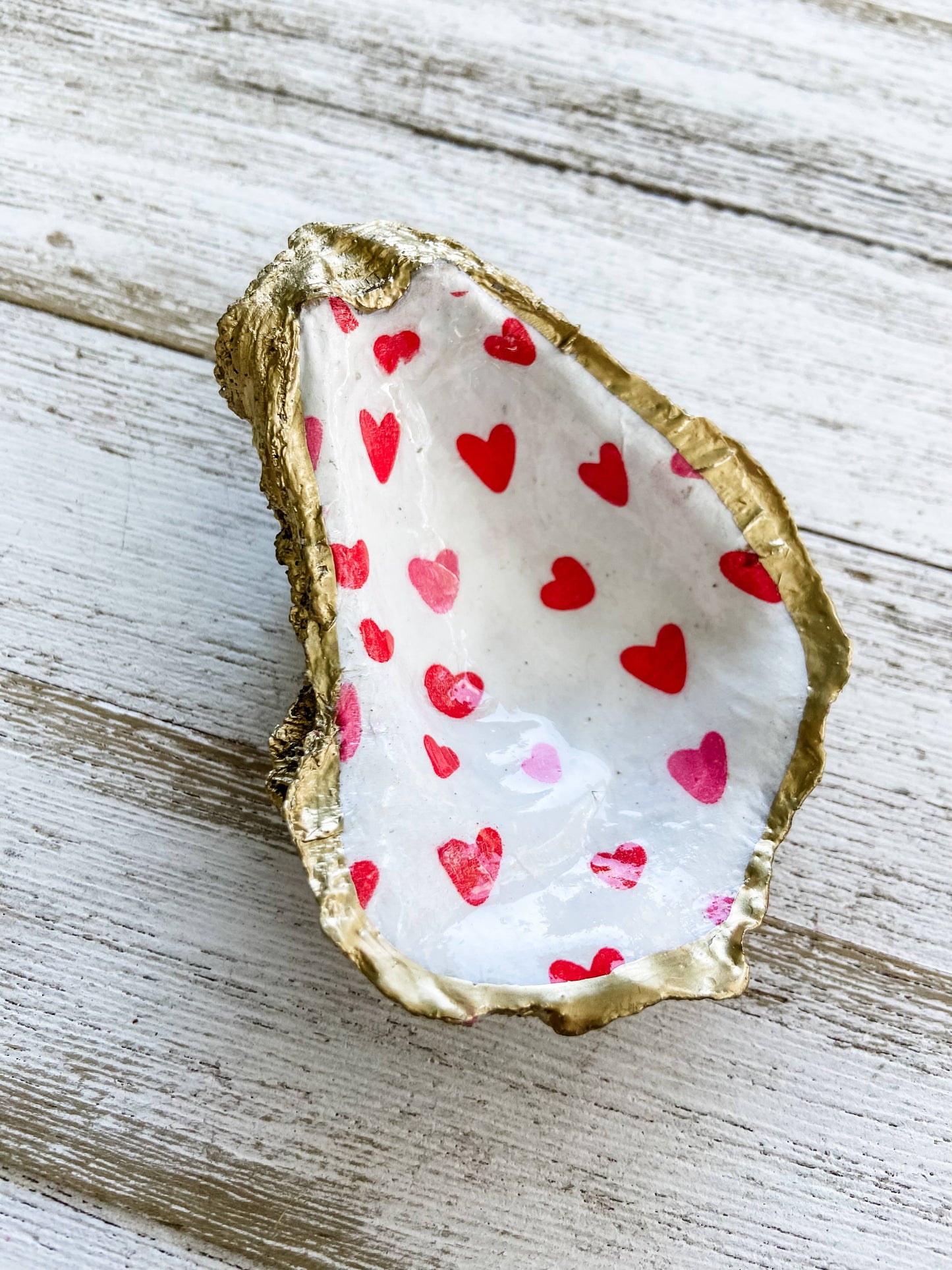 Tiny Hearts Oyster Shell Ring Dish | Valentine's Day Gift