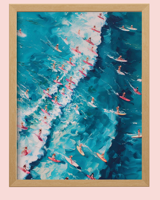 Pink Surfers Art Print