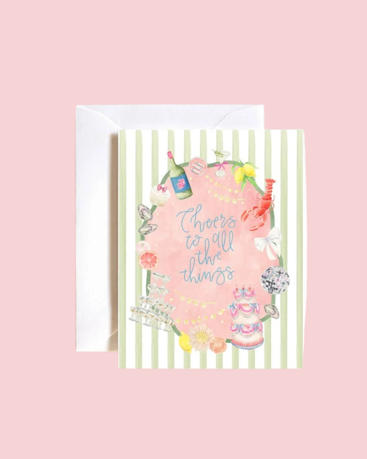 Cheers to all the things, celebration, wedding card