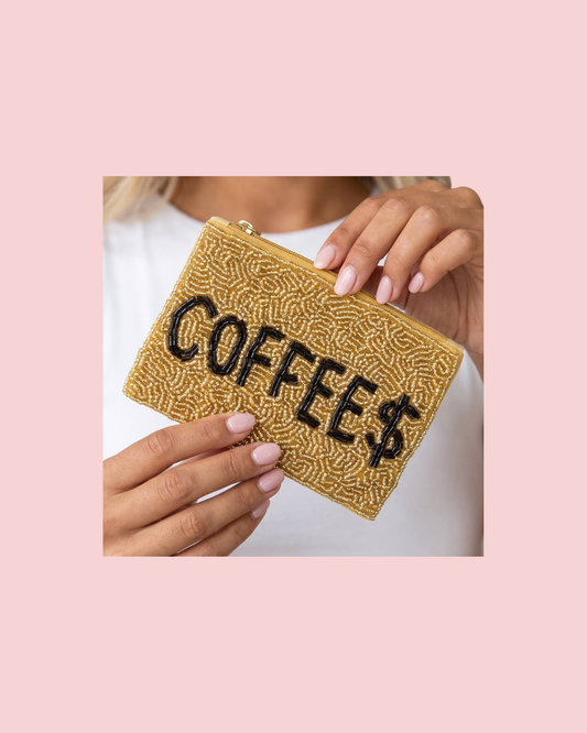 Coffee Money Seed Bead Coin Purse