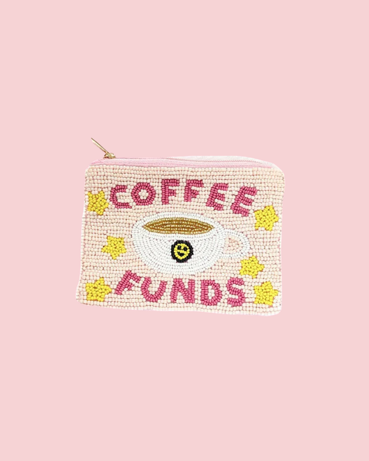 Ladies Coffee Themed Beaded Coin Purse