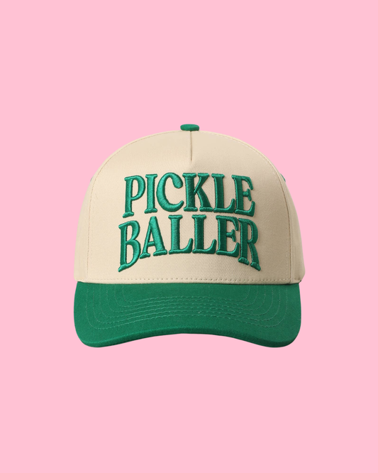 PICKLE BALLER 3D Letter Embroidery Two-Tone Trucker Hat