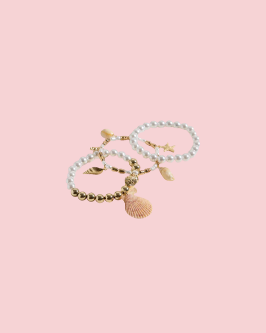 Coastal Pearl Charm Bracelet Set
