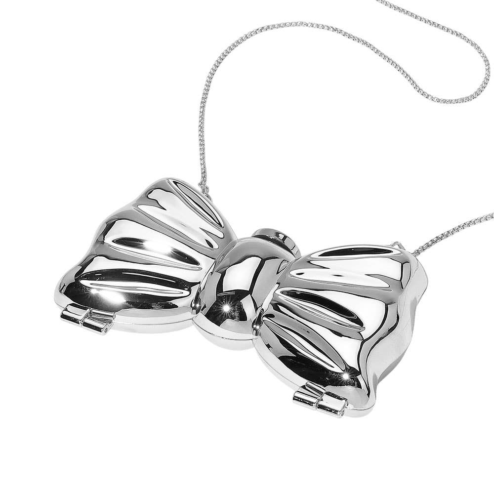 Metallic Compact Bow Clutch Evening Bag / Crossbody Bag