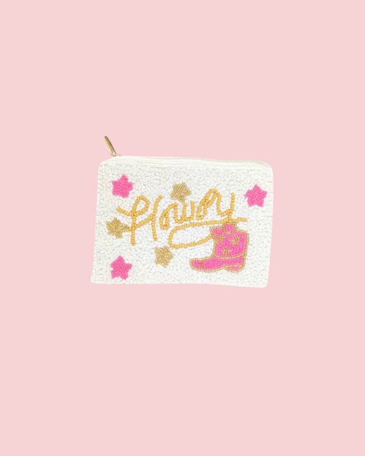 Ladies Howdy Themed Beaded Coin Purse