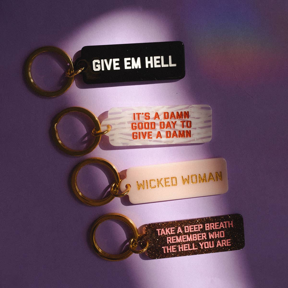 Give Em Hell Rectangle Keychain