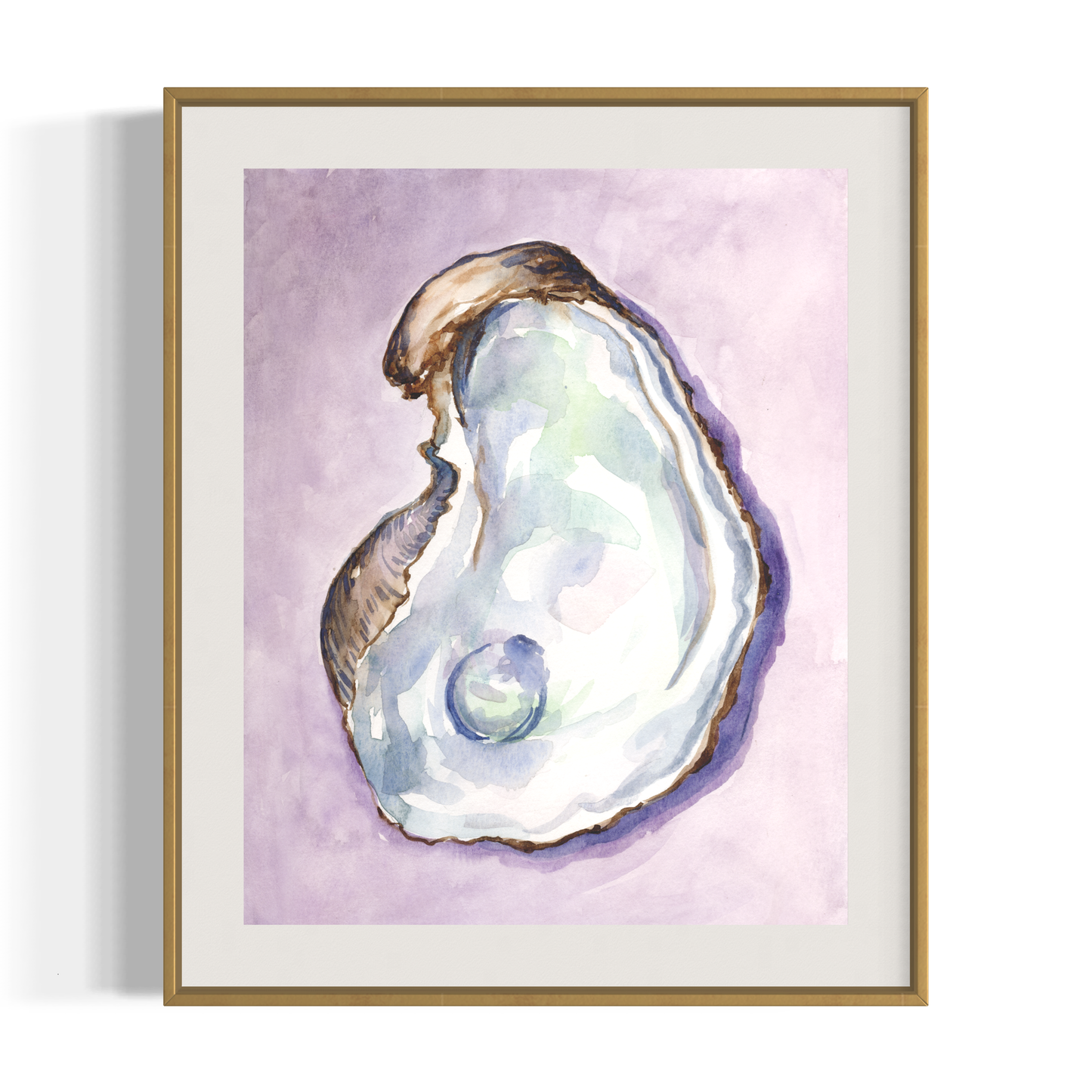 Oyster Watercolor Art Print Purple