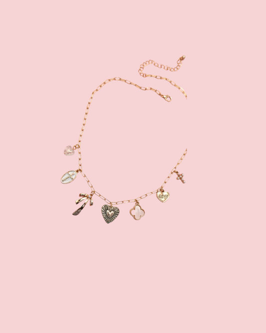 Bow Cross Heart Clover Charm Necklace