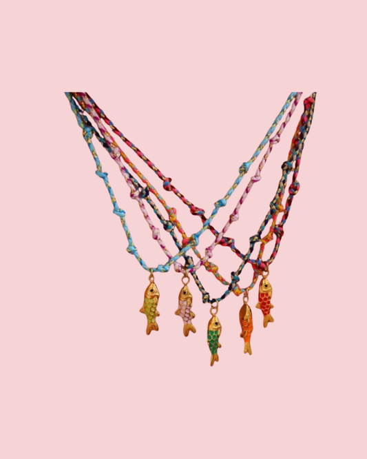 18K STAINLESS STEEL CORDED CHARM NECKLACE
