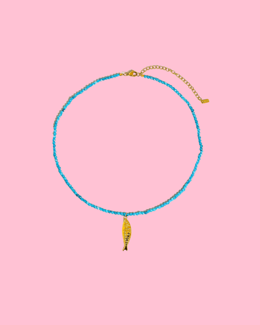 Sasha 18K Gold Non-Tarnish Fish Beaded Necklace