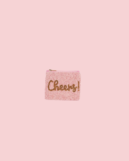 Ladies Fully Beaded CHEERS Printed Cosmetic Bag