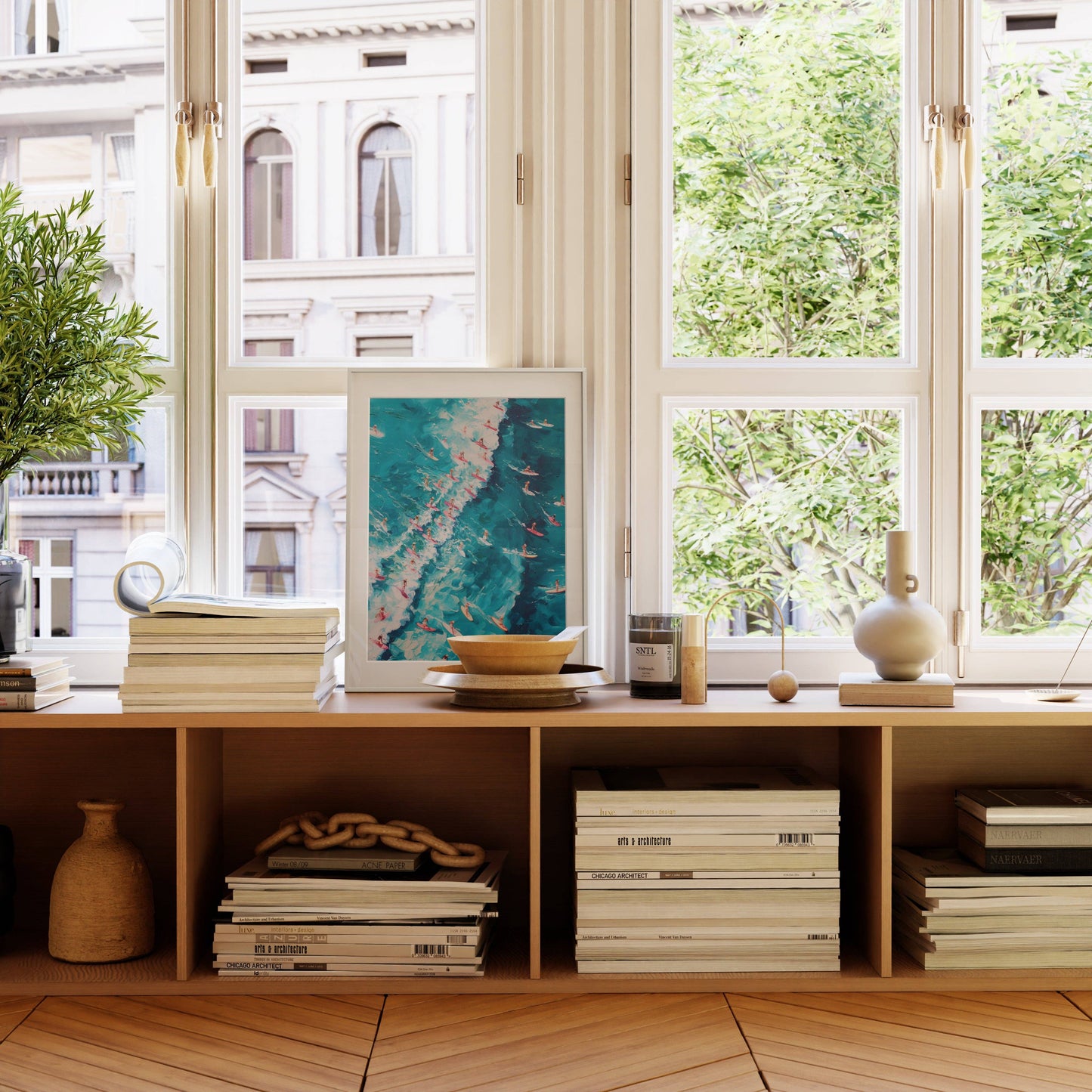 Pink Surfers Art Print