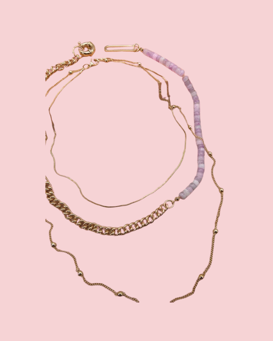 LAVENDAR BEAD TOGGLE MULTI LAYER NECKLACE
