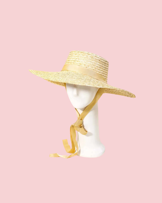 Straw Weave Ribbon Bow Chin Strap Sun Hat