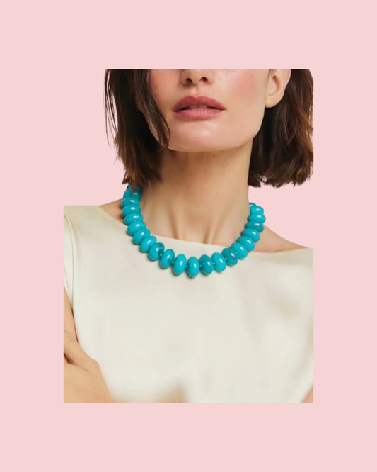 Flat Beaded Necklace Chunky Disc Choker Statement Jewelry