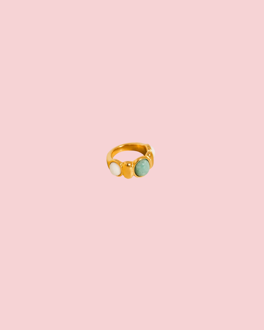 Laurent 18K Gold Non-Tarnish Natural Stone Ring