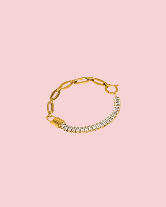Benson 18K Gold Non-Tarnish Rhinestone Chain Bracelet