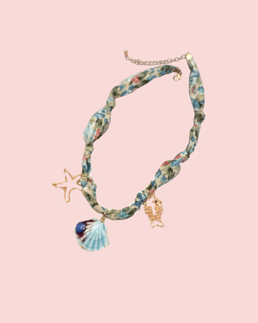SCARF CHARM NECKLACE-CERAMIC SEASHELL STARFISH | 80N92326