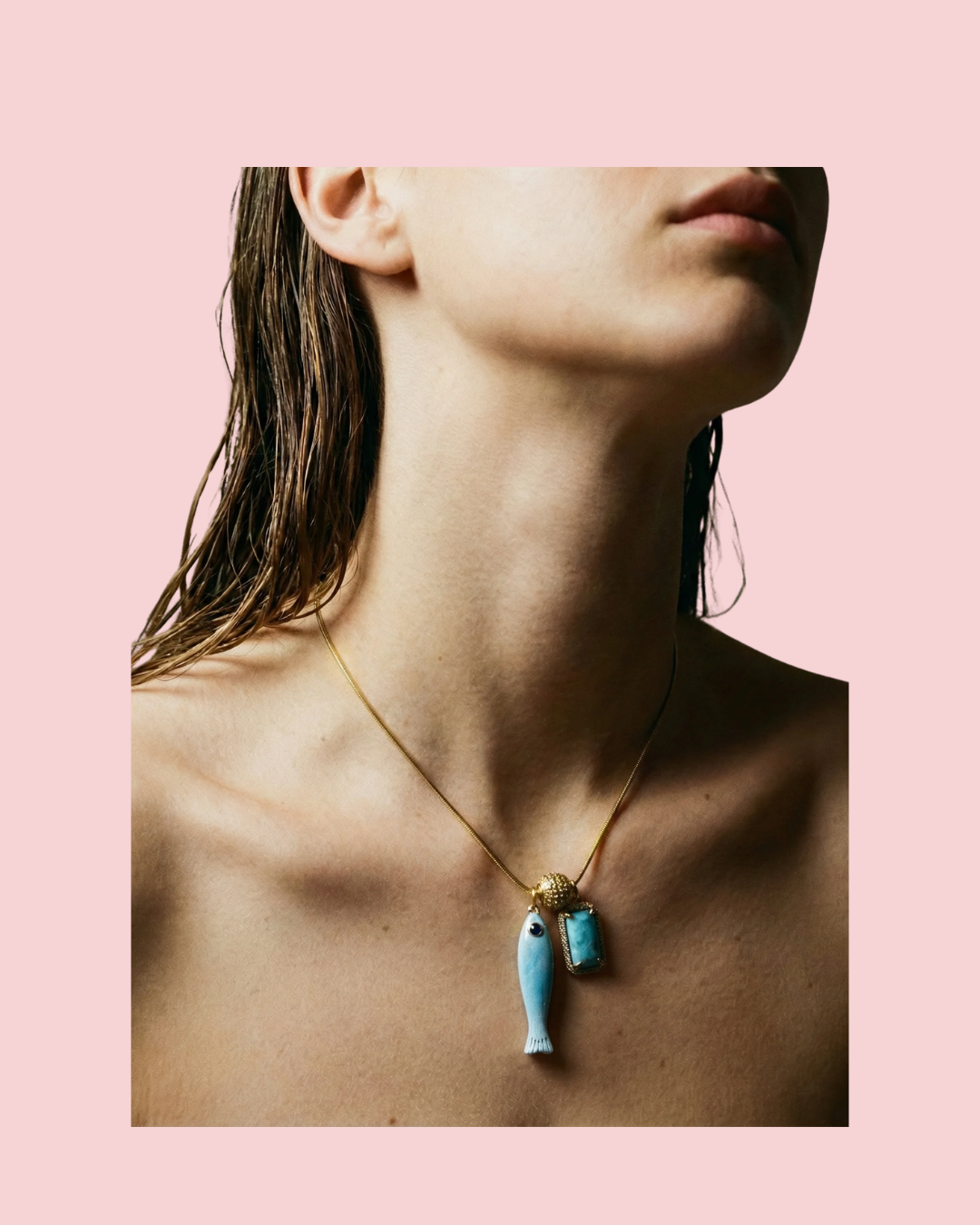 Fish & Gemstone Charm Necklace · Spiritual Talisman