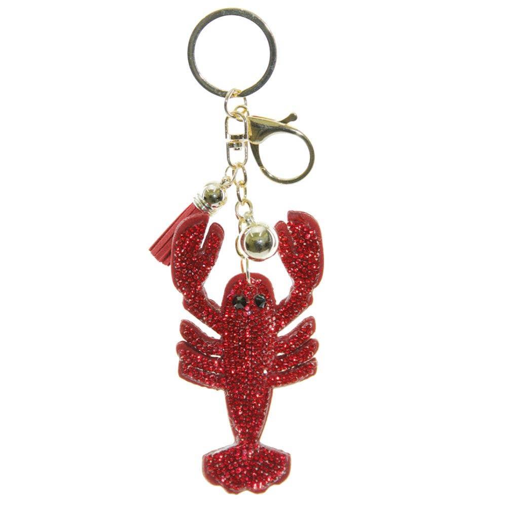 RHINESTONE LOBSTER KEYCHAIN WITH TASSEL, KC444X 173