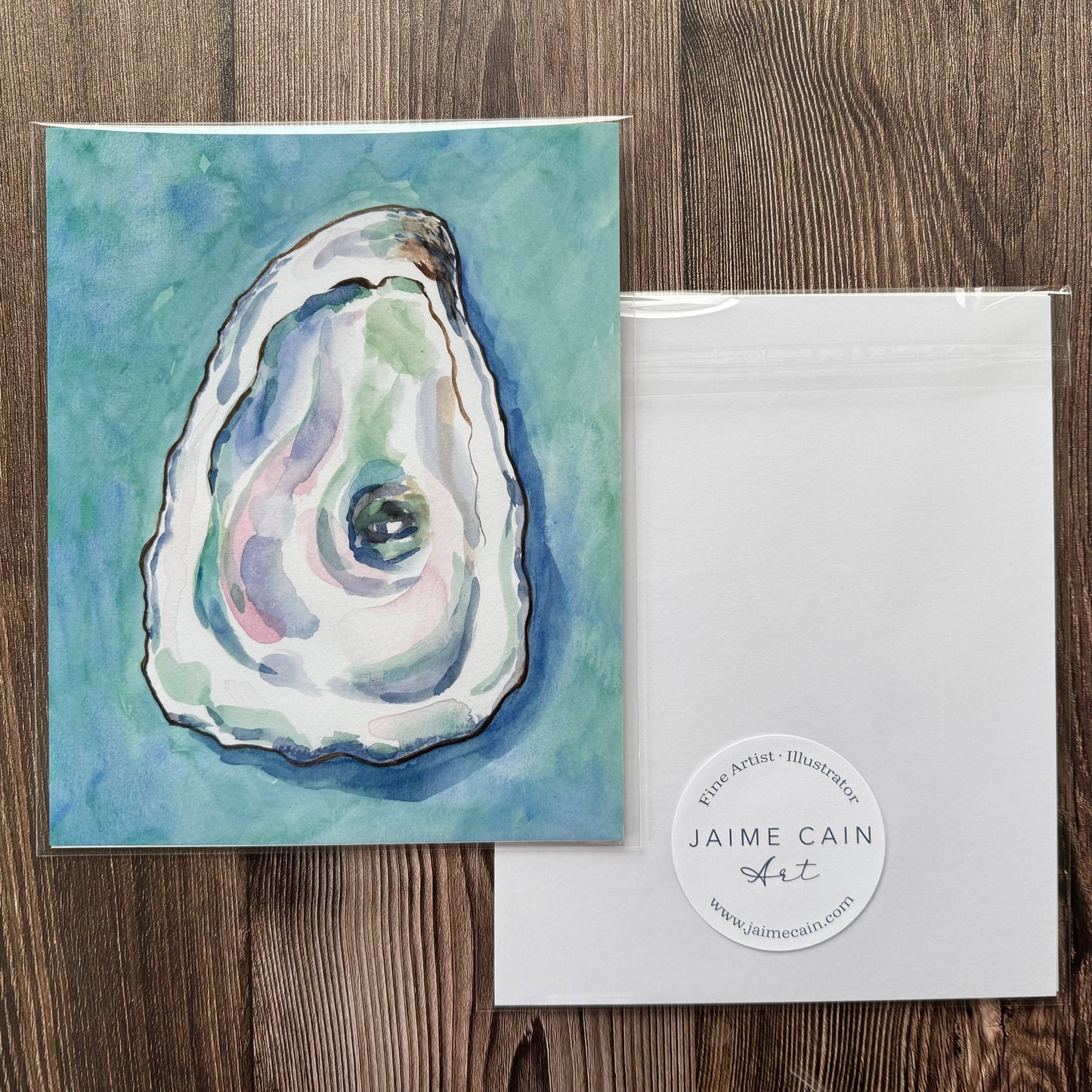 Oyster Watercolor Art Print Teal