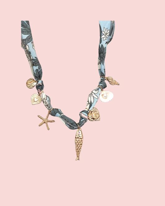 SCARF CHARM NECKLACE-FISH HEART SEASHELL CONCH | 80N92324