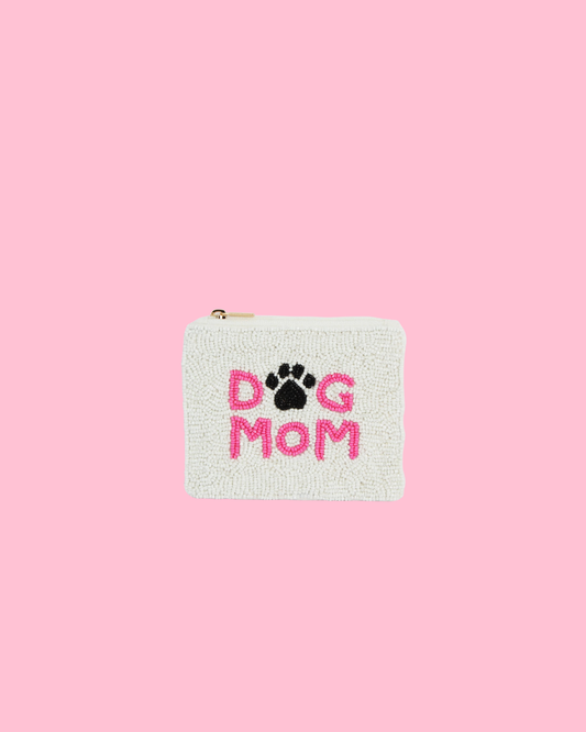DOG MOM Beaded Coin Purse