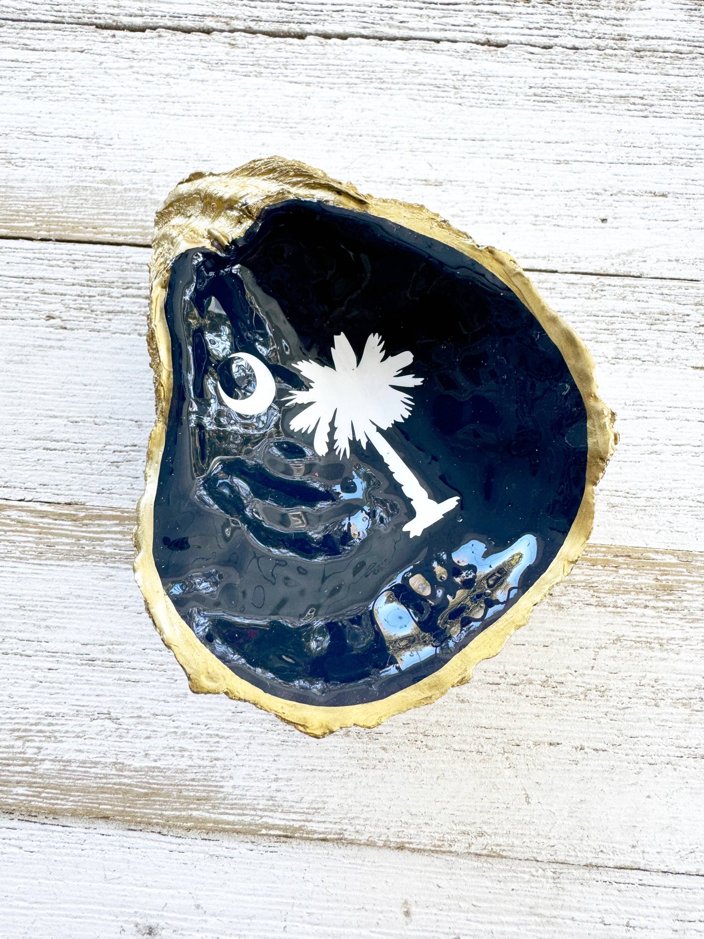 Palmetto & Crescent Moon Oyster Shell Ring Dish