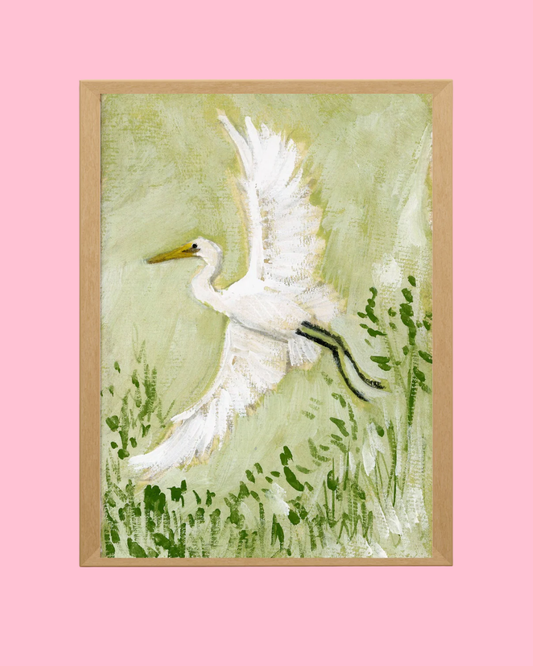 David, a Egret Vertical Print