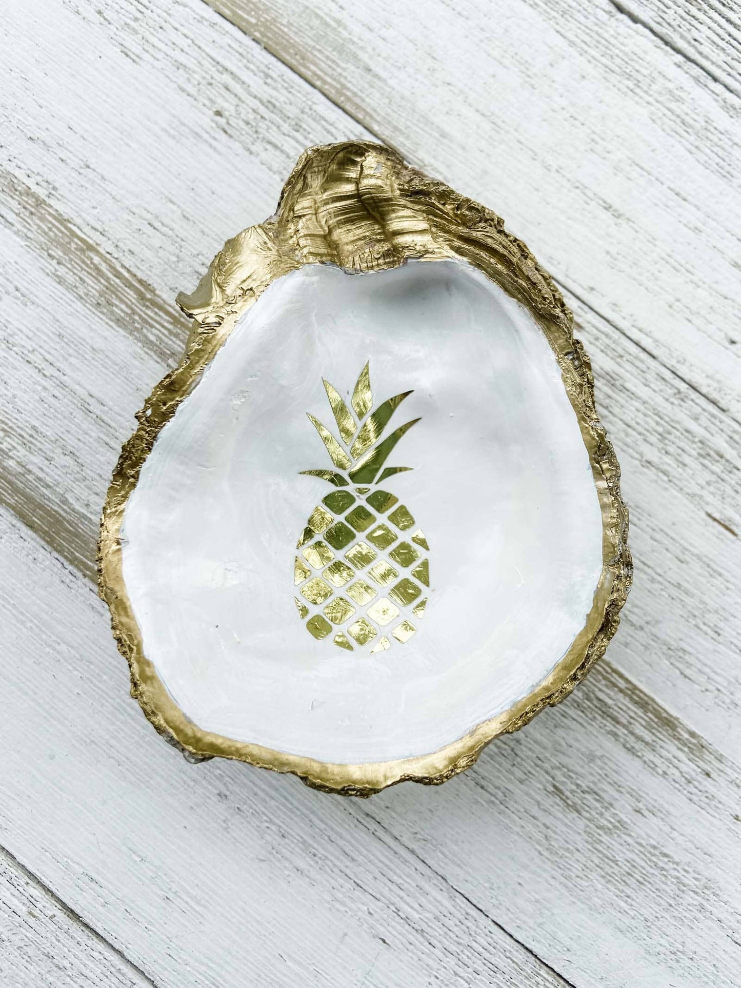 Golden Pineapple Oyster Shell Ring Dish