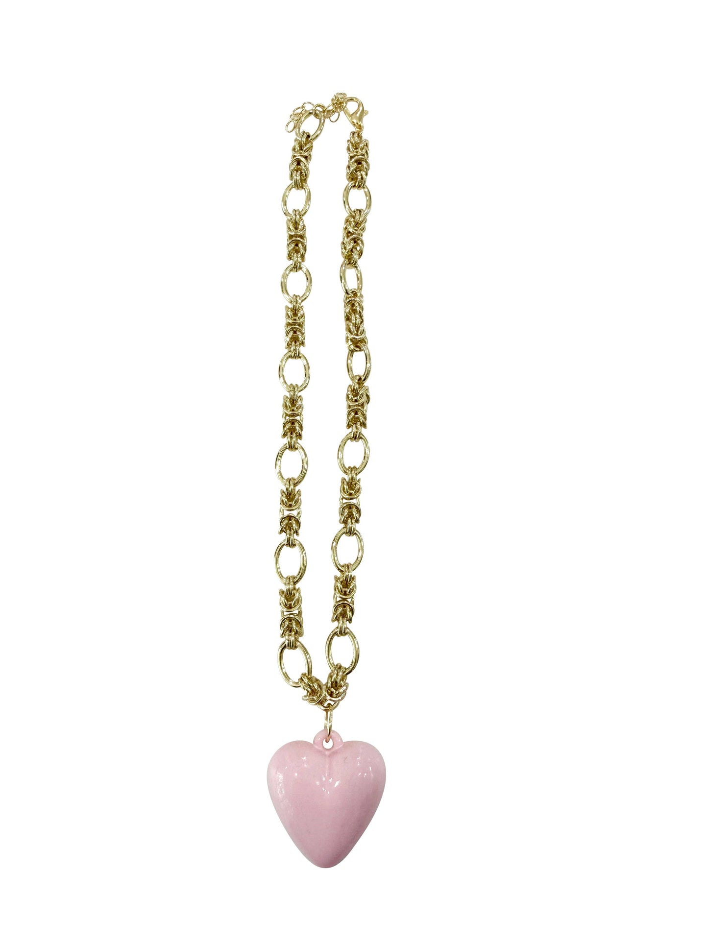Clara Gold Chain Necklace with Light Pink Heart Charm