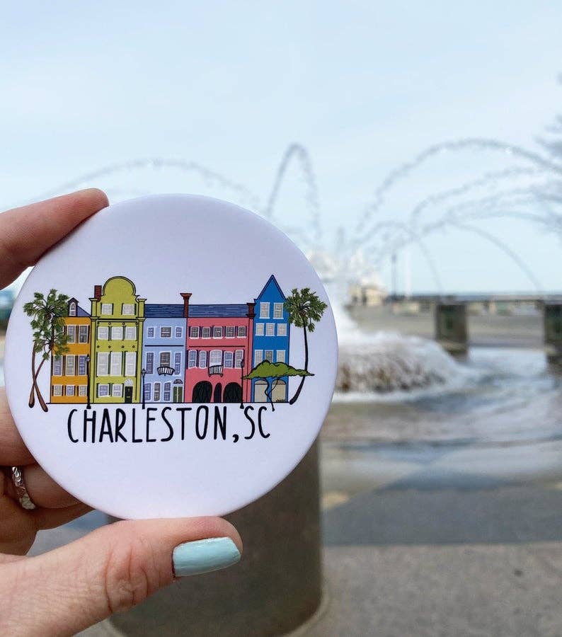 Rainbow Row Charleston Coaster