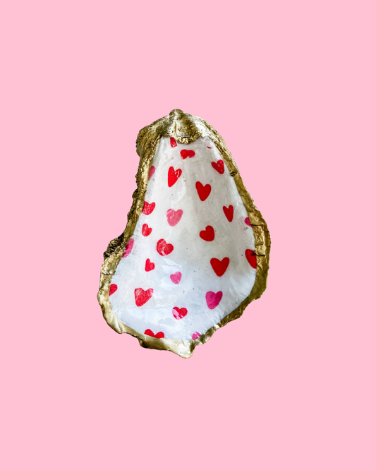 Tiny Hearts Oyster Shell Ring Dish | Valentine's Day Gift