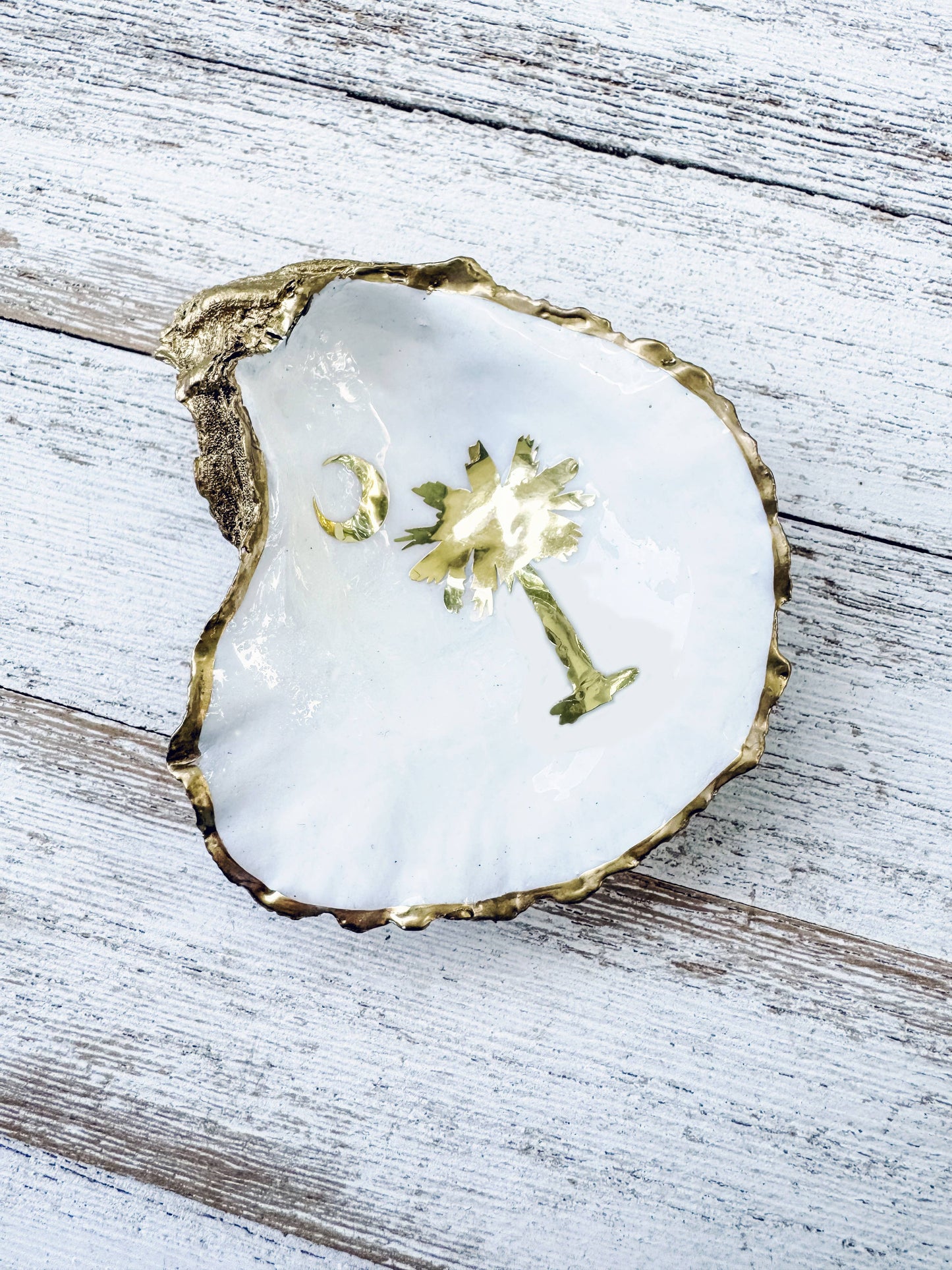 Palmetto & Crescent Moon Oyster Shell Ring Dish