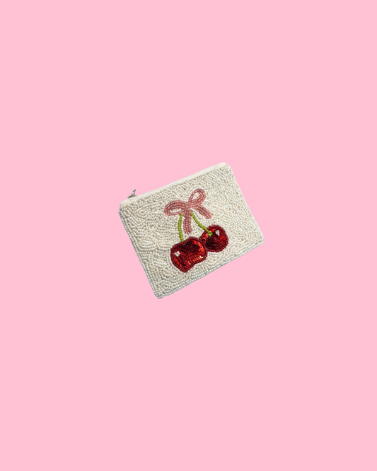 Cherries Beaded Coin Purse