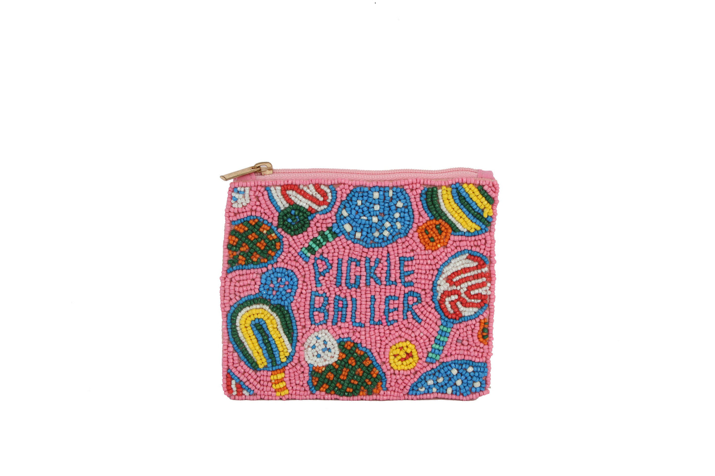PICKLE BALLER Beaded Coin Purse