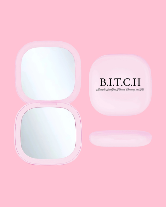 LED Compact Mirror (Pink) - BITCH