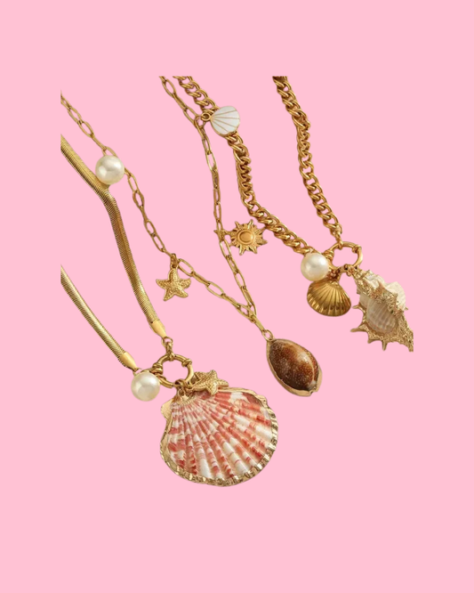 18K Gold Shell Charm Necklace – Stainless Steel