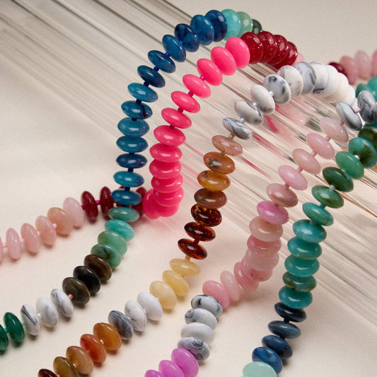 Ombre Resin Bead Necklace with Oval Disk Shapes
