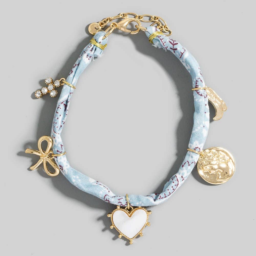 Assorted Charms Paisley Bandana Bracelet