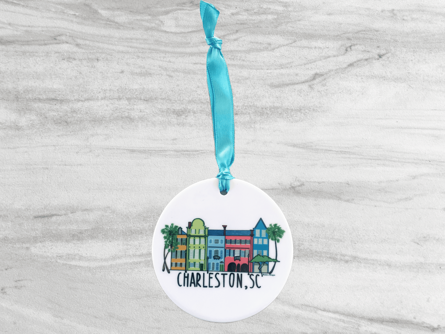 Rainbow Row Ceramic Ornament