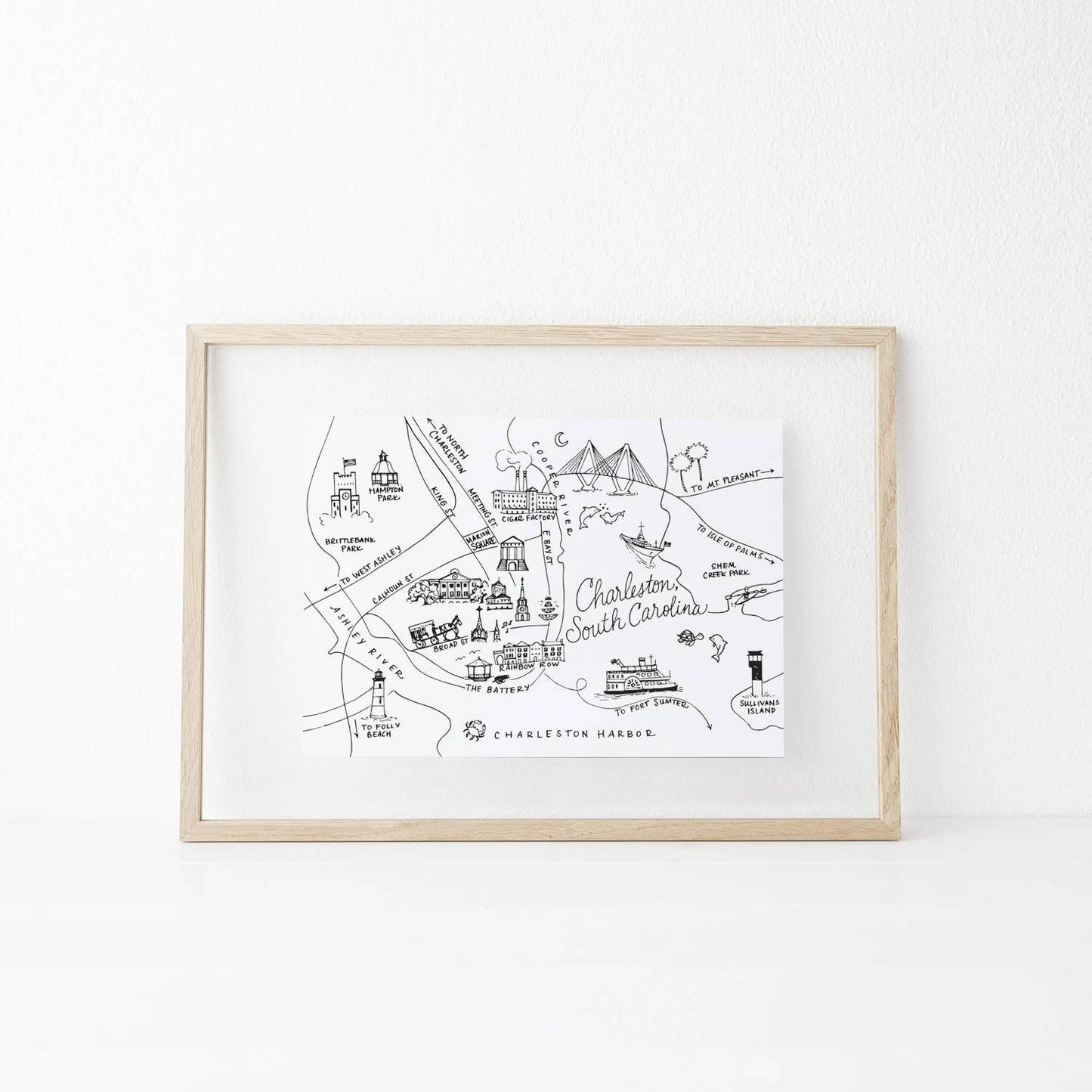 Charleston, South Carolina Map Art Print