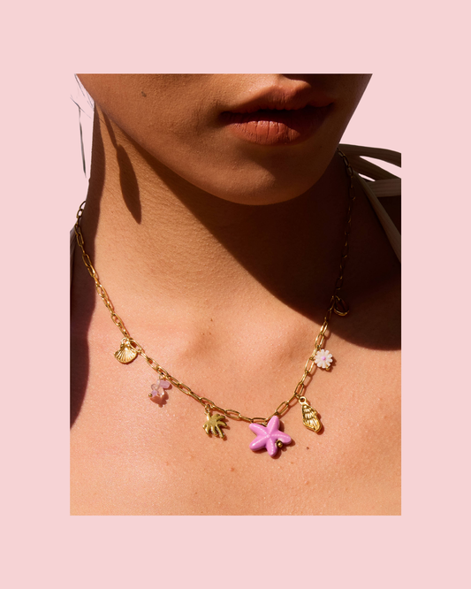 Anya 18K Gold Non-Tarnish Starts and Palm Charm Necklace
