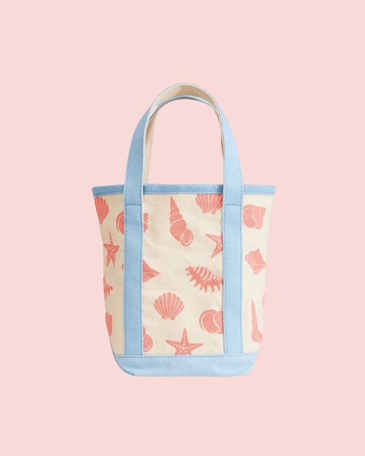 Canvas Tote Bag with Seashell Print