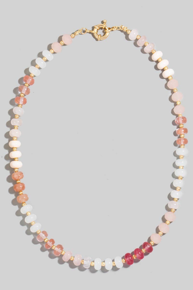 Round Stone Beaded Necklace